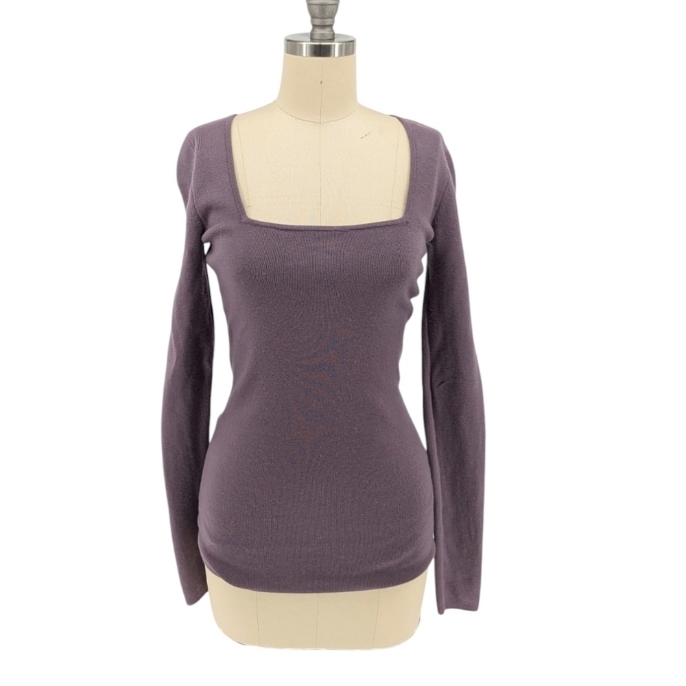 Lewit Square Neck Knit Sweater Top Purple M preppy Business casual casual 90s